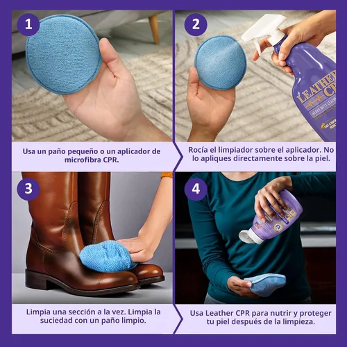 Vista 3 de Leather CPR Limpiador y acondicionador de 18 onzas + limpiador de cuero resistente de 22 onzas kit para sofás, muebles, asientos de automóvil
