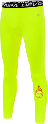 Vista 12 de DEVOROPA - Leggings de compresión para niños, mallas deportivas con forro polar, capa base térmica Verde militar (forro polar)