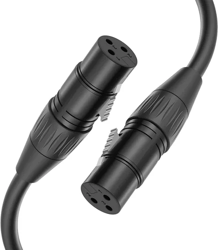 Vista 2 de Cable XLR hembra a hembra, cable de micrófono XLR de 3 pines hembra a hembra para equipos de audio y sonido (33 pies/32.8 ft, 1 unidad)