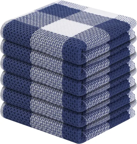 Vista 45 de Homaxy Paquete de 6 paños de cocina 100% algodón, 12 x 12 pulgadas, negro y rojo Negro & rojo