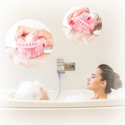 Vista 5 de TDHDIKE Esponja de silicona para el cuerpo, juego de 3 esponjas suaves exfoliantes para baño y ducha, cepillo para niños sensibles, mujeres