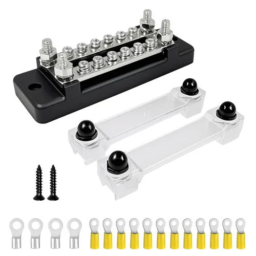 Vista 10 de LENKRAD Barras de autobús marinas M6 de 12 V, bloque de distribución de batería impermeable, bloque de terminales de alimentación de 150 A con 2
