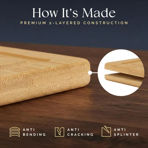 Vista 14 de Deer & Oak Juego de tablas de cortar de bambú de 3 piezas, tablas de cortar de madera previamente engrasadas para cocinas de 13.0 x 9.4 in, 11.0 x