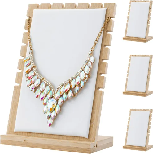 Vista 7 de MyGift Tablero de exhibición moderno de bambú para collares, joyas, juego de 2, color negro