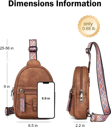 Vista 5 de FADEON Bolso bandolera de diseñador para mujer, bolso cruzado de piel sintética, paquetes de múltiples bolsillos con ranura para tarjetas, Z-marrón