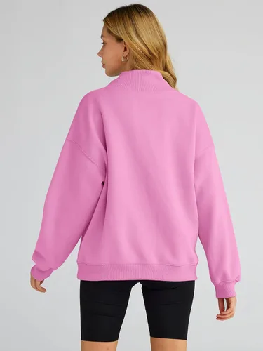 Vista 5 de Trendy Queen Sudaderas de gran tamaño para mujer, cuello alto, manga larga, sudaderas con capucha para otoño, ropa 2023