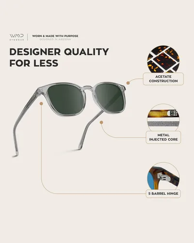 Vista 5 de WearMe Pro Gafas de sol rectangulares retro polarizadas para hombre