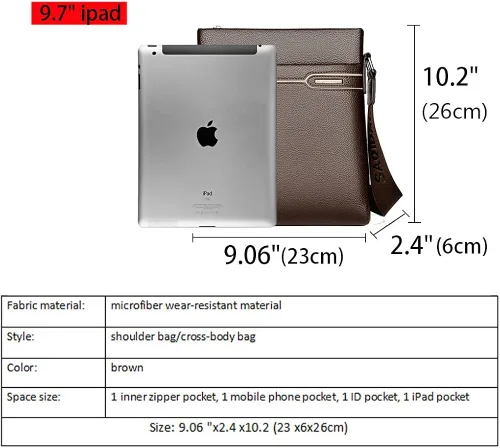 Vista 2 de Men's Leather Shoulder Bag, Men Purse Messenger Bag Business Shoulder Bag Crossbody Briefcase