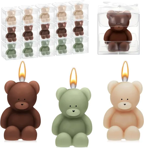 Vista 9 de 15 velas de oso para baby shower, regalos de fiesta de oso invitado, velas de baby shower, a granel para regalos decoraciones de fiesta (rosa, azul)