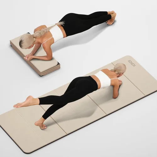 Vista 7 de Foldable Yoga Mat Extra Thick 0.32 Inches(8mm) SGS-certified, odorless POE. Non-slip surface & no curling edges. Great for yoga, Pilates & home