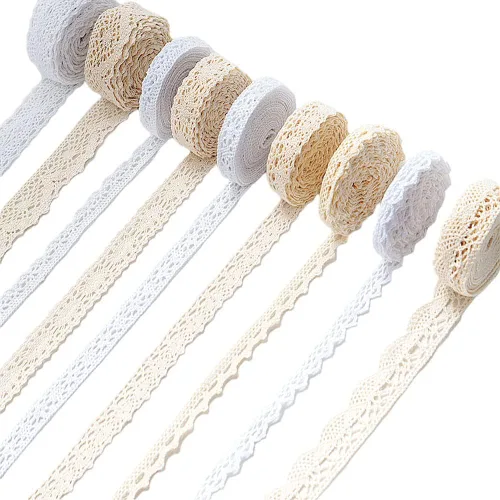 Vista 7 de Cinta de encaje vintage, cinta de encaje de ganchillo de algodón para manualidades de costura, aproximadamente 30 yardas (beige)