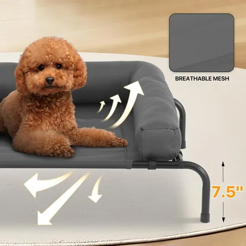 Vista 7 de MoNiBloom Cama elevada para perros para exteriores con cojín extraíble, cama elevada portátil para perros al aire libre con pies antideslizantes