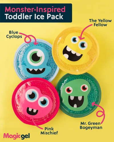 Vista 6 de Bolsas de hielo para niños de Magic Gel para Boo Boos - Paquete de 4 - Bolsas de hielo suaves reutilizables para niños - Pequeña bolsa de gel blanda