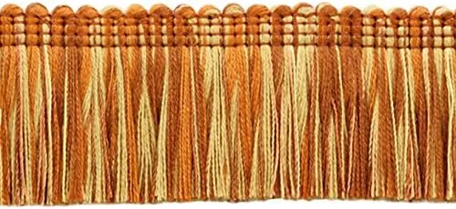 Vista 6 de DÉCOPRO 1 3/4 pulgadas de largo (1.6 in) de largo, colección Noblesse hermoso ribete de flecos (0175HB), color burdeos, dorado, rojo, multicolor