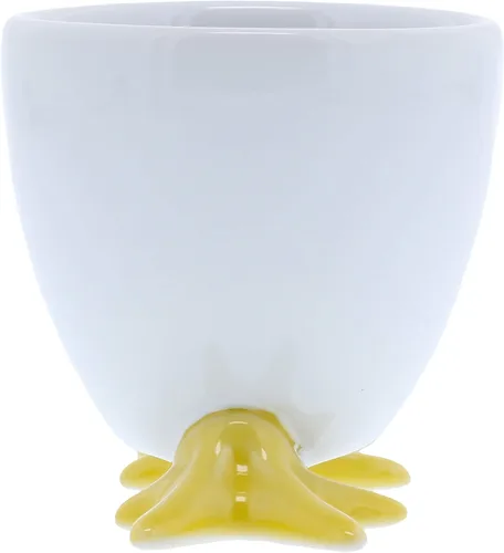 Vista 8 de BIA Cordon Bleu blanco pollo Footed huevera con amarillo pies, juego de 4