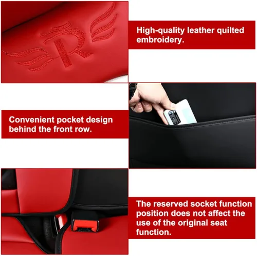 Vista 8 de Aoyade Car Seat Covers Fit for X1 Durable PU Leather Cushion Covers for 5 Seats Vehicle, Auto Interior Accessories Airbag Compatible,Black