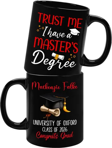 Vista 8 de Ever A Global Pandemic Couldn't Stop Me Taza de café de regalo para amigos graduados, taza de café negra de graduación personalizada con nombre