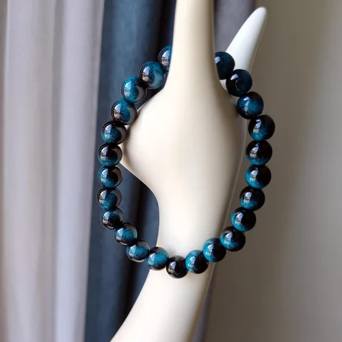 Vista 40 de Pulseras de triple protección con piedra de ojo de tigre de obsidiana negra con hematita para hombres y mujeres, pulsera de piedra curativa