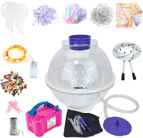 Vista 9 de Máquina de rellenar globos, kit de herramientas para rellenar globos con bomba expansora de globos y 9 accesorios, máquina de envoltura de regalo