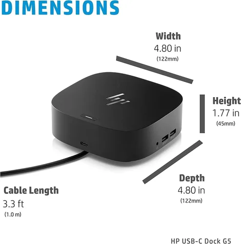 Vista 2 de HP USB-C Essential Dock G5 - Estación de acoplamiento multipuerto con USB-C, HDMI, Ethernet, DisplayPort, incluye expansor de puerto USB Dockztorm