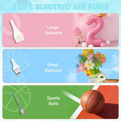 Vista 5 de AXHJ Bomba eléctrica de bola para pelotas deportivas, bomba de baloncesto eléctrica de inflado ultrarrápido con batería recargable de 1800 mAh