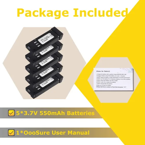 Vista 5 de 5 unids E58 3.7V 550mAh 25C 721855 baterías de litio recargables para JY019 WiFi Mini FPV Quadcopter RC Drone