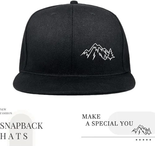 Vista 2 de Negi Snapback Hats for Mens Hat Fitted Mountain Gaming Trucker Dad Black Flat Bill Adjustable Baseball Cap Brim