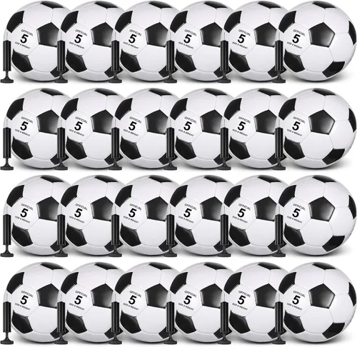 Vista 8 de Sotiff 24 pelotas de fútbol a granel con 24 bombas de fútbol desinfladas para niños, adolescentes, fútbol a granel para entrenamiento
