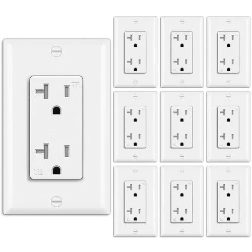 Vista 12 de BESTTEN Toma de corriente decorativa resistente a manipulaciones de 15 amperios, uso residencial y comercial, placa de pared incluida