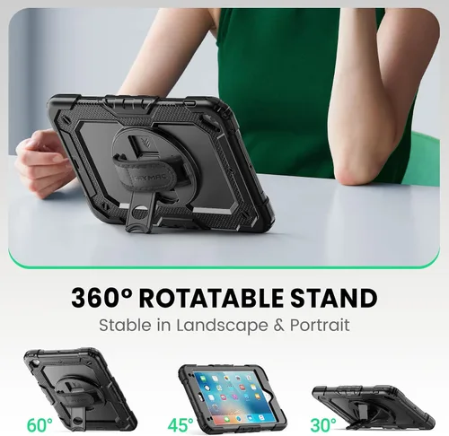 Vista 4 de SEYMAC para iPad mini 5/ Mini 4 Funda de 7.9 Pulgadas, Funda Protectora de Cuerpo Completo Resistente a Golpes con Protector de Pantalla, Soporte