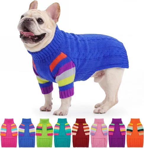 Vista 49 de Suéter XS para perro, suéter de cuello alto con manga para Yorkie Azul