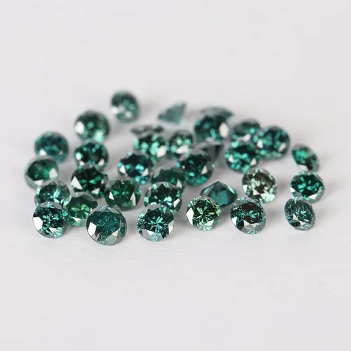 Vista 2 de Lote redondo de diamantes sueltos naturales SI1SI2 Clarity Blue-Green Color 100 diamantes reales Lote