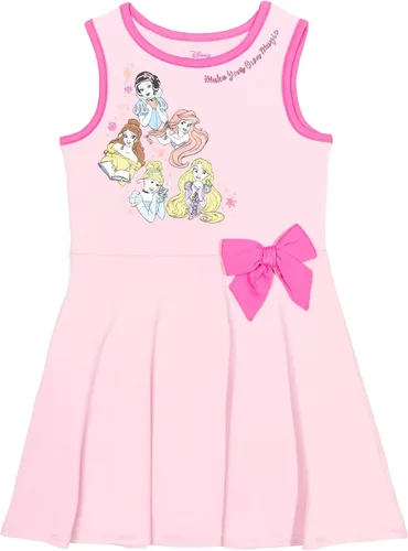 Vista 2 de Disney Princesa Ariel Rapunzel Blancanieves - Vestidos de manga corta para niñas, paquete de 2