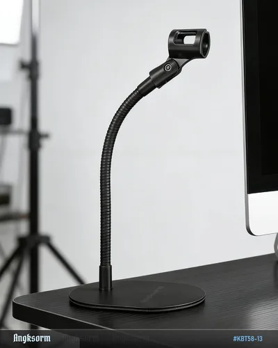 Vista 4 de KBT58 - Soporte de micrófono de escritorio de 13 pulgadas, soporte de micrófono de cuello de cisne flexible de alta resistencia con base de montaje
