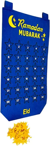 Vista 4 de Calendario de cuenta regresiva de Ramadán para niños, calendario islámico, festivo, decoración del hogar, calendario de Adviento de Ramadán Mubarak