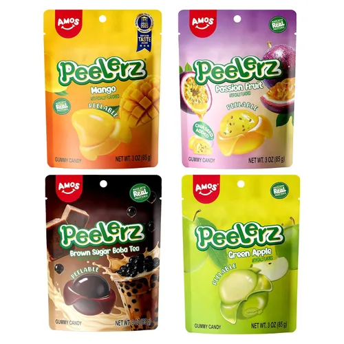 Vista 18 de AMOS Peelerz - Caramelo de goma pelable, mango/lichi/maracuyá/melocotón Paquete de 4 variedades, 3 oz cada uno, total 11.99 oz