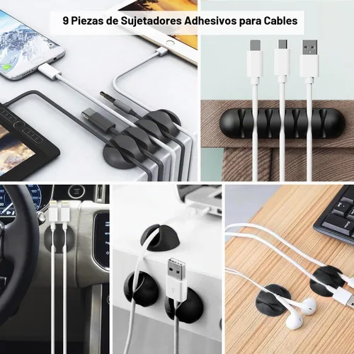 Vista 3 de [Usado] Kit de organización de cables, 4 fundas para cables, 28 clips autoadhesivos, 29 soportes para cables, 10+2 rollos de correas organizadoras