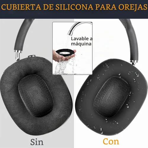 Vista 4 de SOULWIT - Kit de funda para (AirPods Max 2/1), color negro Sweat Proof Kit (Headband Cover + TPU Case Protector + Silicone Ear Covers) for Gym