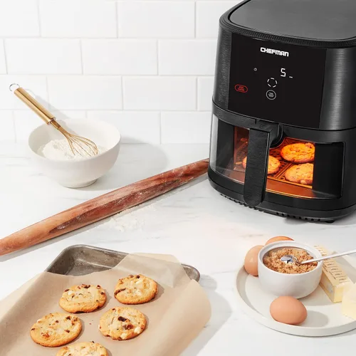 Vista 5 de Chefman TurboTouch Easy View - Freidora de aire, la forma más conveniente y saludable de cocinar sin aceite, te permite ver la comida cocinarse