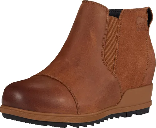 Vista 10 de Sorel - Botas cortas hasta el tobillo para mujer Evie, piel de ante impermeable, suela de cuña Negro