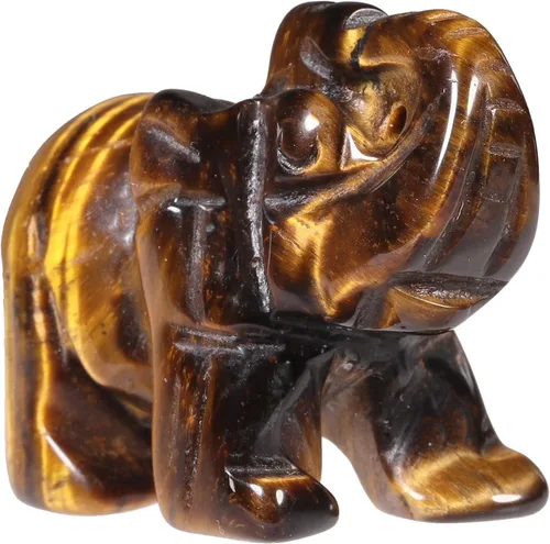 Vista 13 de Amogeeli Figura de elefante de cristal curativo de 1.5 pulgadas, tronco tallado a mano, estatua de animal de piedra de elefante, decoración
