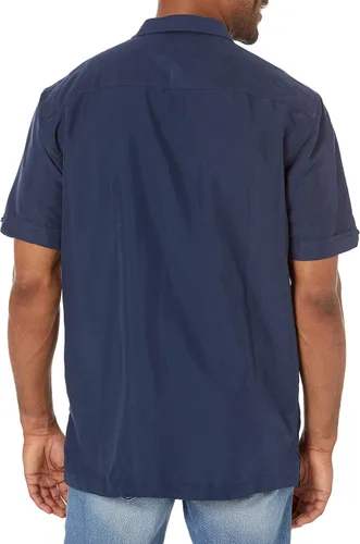 Vista 2 de Cubavera Camisa abotonada de manga corta pintuck con costuras geográficas para hombre
