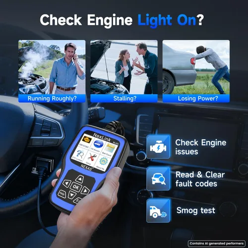 Vista 2 de NEXAS Escáner NL101 OBD2 con Probador de Batería - Lector de Códigos del Motor, Escáner de Diagnóstico Automotriz con Datos en Vivo, Freeze Frame