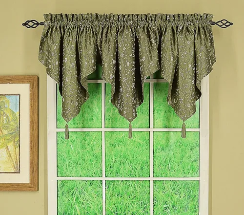 Vista 28 de Today's Curtain Madison - Cenefa reversible con botones, 20 pulgadas de largo, color burdeos