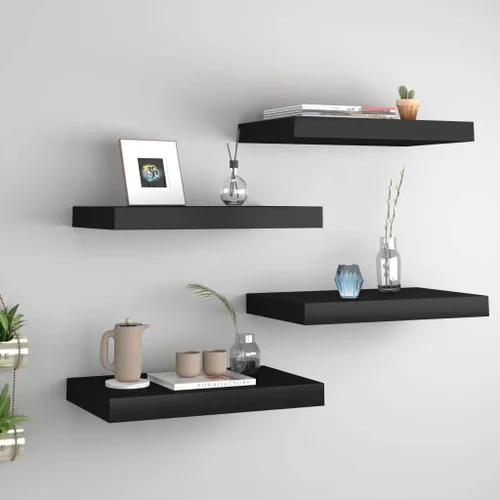 Vista 178 de Estante flotante de pared negro de 9.1 x 9.3 x 1.5 pulgadas, estante de almacenamiento de estante montado en la pared, estantes flotantes