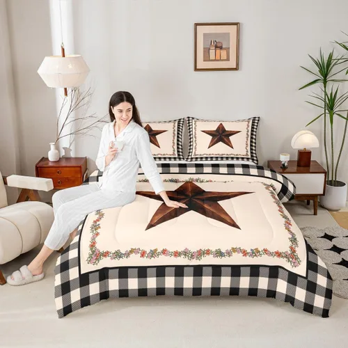 Vista 38 de Manfei Juego de edredón geométrico azteca, tamaño individual, juego de ropa de cama de cactus, vaquera occidental, decoración de habitación de niños