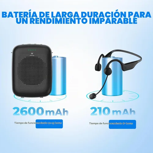 Vista 4 de Mini amplificador de voz Bluetooth portátil de 15 W con micrófono inalámbrico para el oído A007 Hands-free Microphone, 15H Battery & Belt Clip for