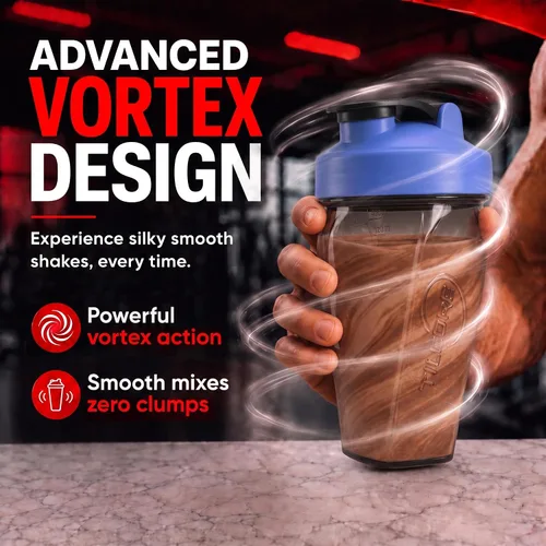 Vista 2 de Vortex - Botella mezcladora de proteínas de 24 onzas / 23.7 fl oz, taza agitadora prémium sin BPA para batidos y batidos de proteínas, a prueba