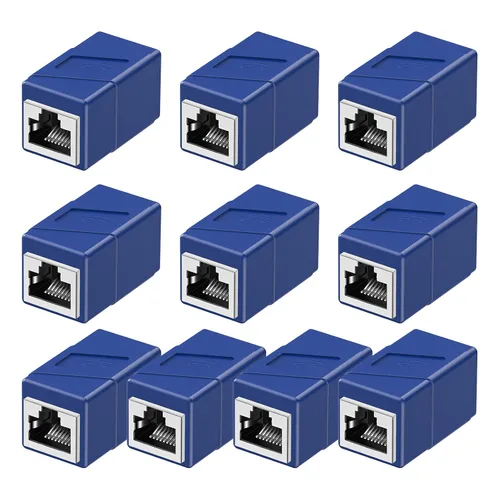 Vista 7 de Acoplador RJ45, adaptadores Ethernet de 2 pak, hembra a hembra, modular recto de 8 pines, conectores de red para cable Ethernet Azul