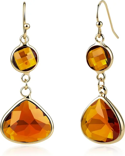 Vista 8 de Pendientes Colgantes de Zafiro Azul y Gotas de Topacio Azul en Oro Hechos a Mano con Aguamarina para Mujeres - Azul y Rosa Aguamarina (Aquamarine)